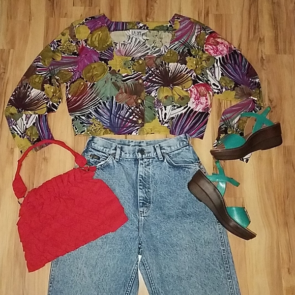 Vintage 80s La Belle Fashions Inc  Cropped Blazer - Picture 1 of 14